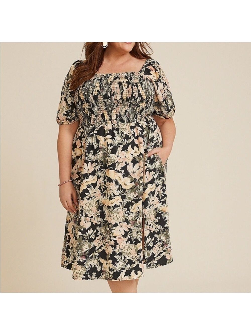 Maurice’s floral square neckline short sleeve midi dress Woman’s 3X - Picture 11 of 13